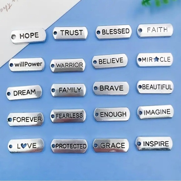 🔴 5 for $10 ONE PROTECTED Silver Tone Inspirational Word Charm Lobster Clasp - Picture 2 of 5